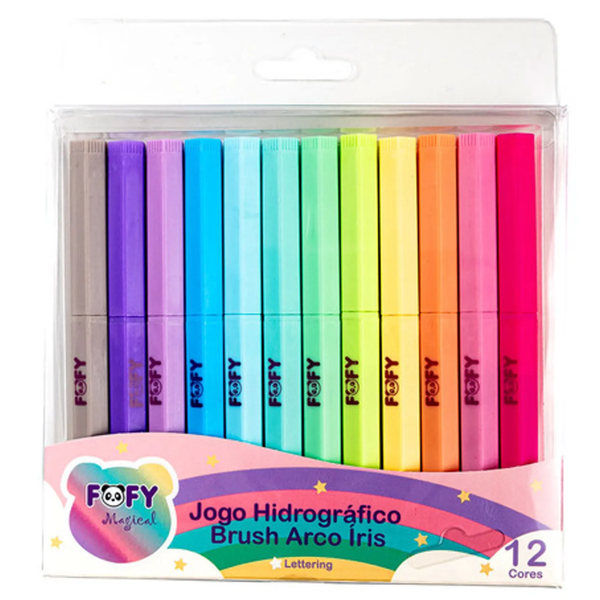 Jogo Canetinha Brush Pen Arco-íris 12 Cores | Fofy