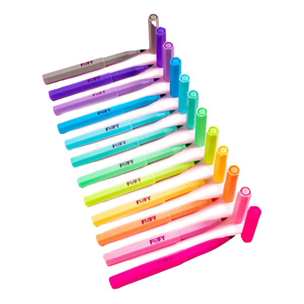 Jogo Canetinha Brush Pen Arco-íris 12 Cores | Fofy
