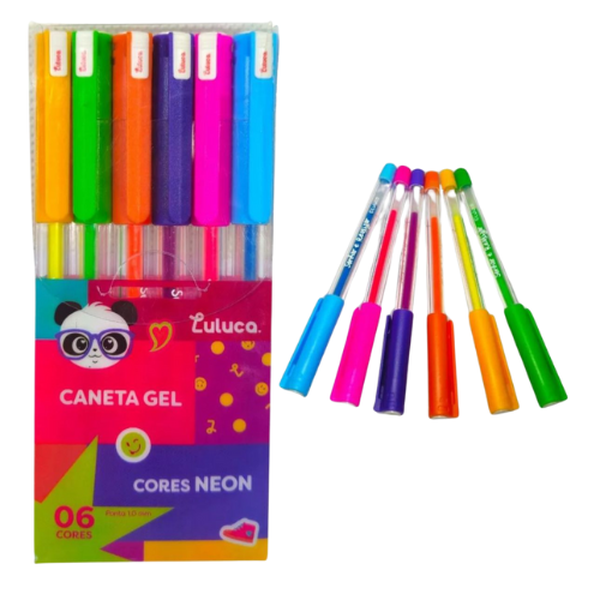 Kit Caneta Gel Neon Luluca
